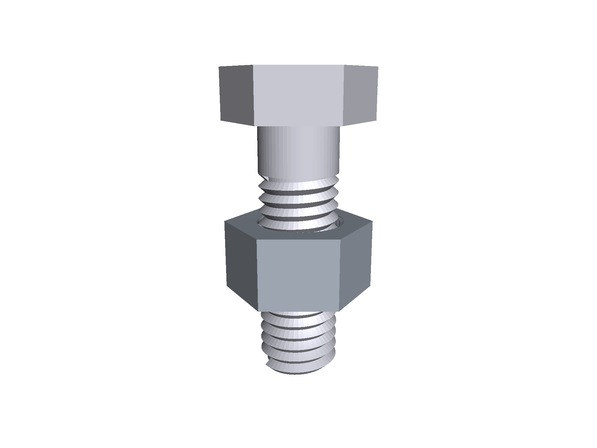 Threaded bolt + nut